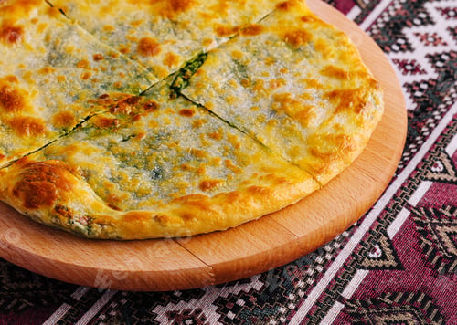 Preview: Freshly baked traditional khachapuri cheese bread