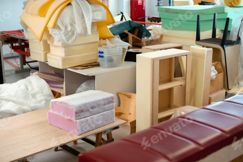 Preview: Foam for furniture upholstery in a workshop