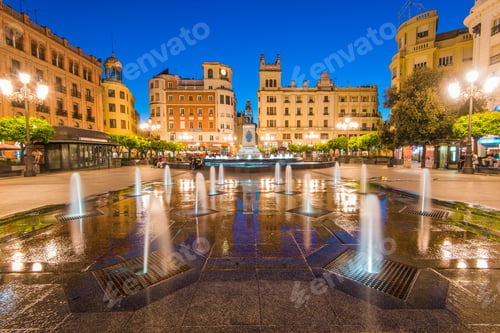 Preview: Plaza de las Tendillas in Cordoba, Spain illuminated at evening
