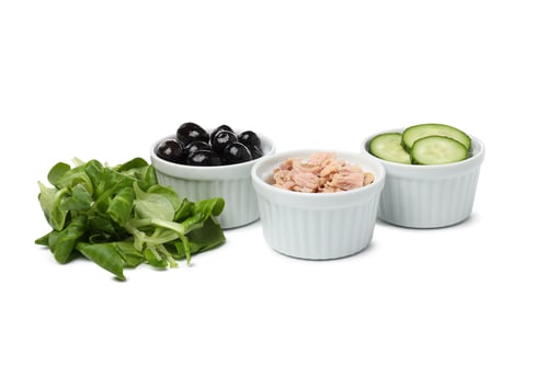 Preview: PNG, ingredients for tuna salad, isolated on white background.