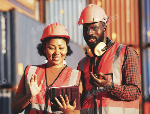 Preview: Couple love African at cargo container port