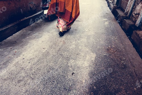 Preview: Rajasthani woman walking in the street
