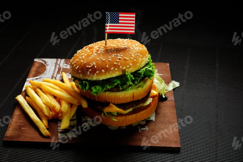 Preview: Hamburger On A Dark Background