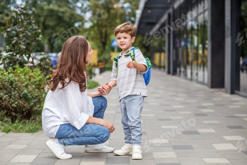 Preview: Mother Saying Goodbye to Son Before School