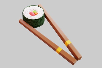 Preview: 3D Japanese Maki Sushi And Chopsticks