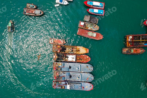 Preview: Aberdeen, Hong Kong 12 May 2019: Top view of Hong Kong typhoon shelter in Aberdeen