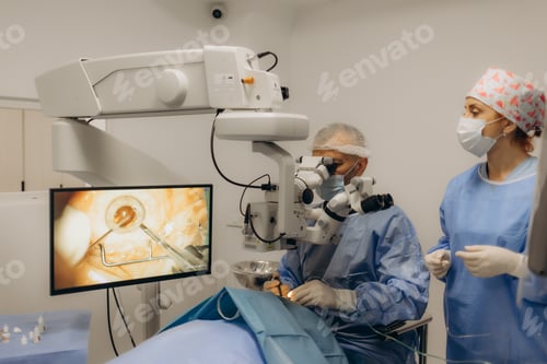 Preview: Medical Team Performing Surgical Operation in Bright Modern Operating Room