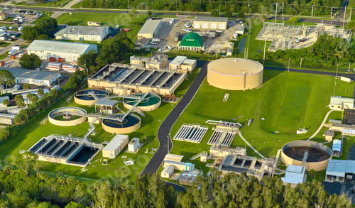 Preview: Aerial view of modern water cleaning facility