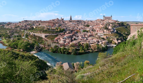 Preview: Panoramic view of the city of Toledo surrounded by the Tajo River, Spain