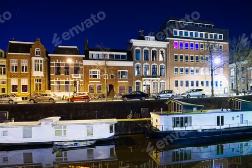 Preview: Groningen, Netherlands night Cityscape photographed at night. Groningen during a clear evening.