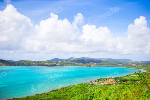 Preview: View of English Harbor from Shirley Heights, Antigua, paradise bay at tropical island in the
