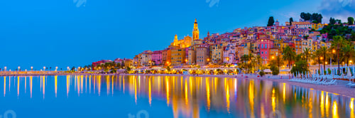 Preview: Menton, Provence-Alpes-Cote d'Azur, France Europe during summer evening