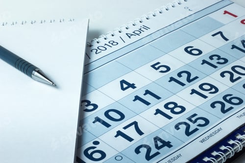 Preview: Pen on calendar page, business concept and time