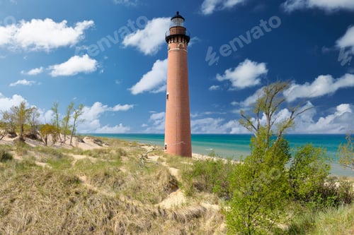 Preview: Little Sable Point Lighthouse in dunes, built in 1867