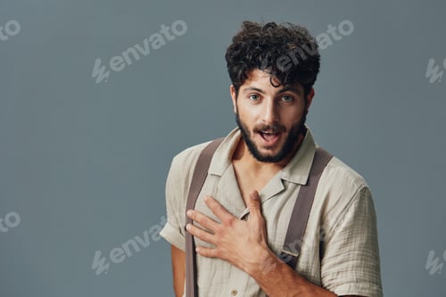 Preview: Person attractive portrait young adult isolated face handsome men guy caucasian casual background