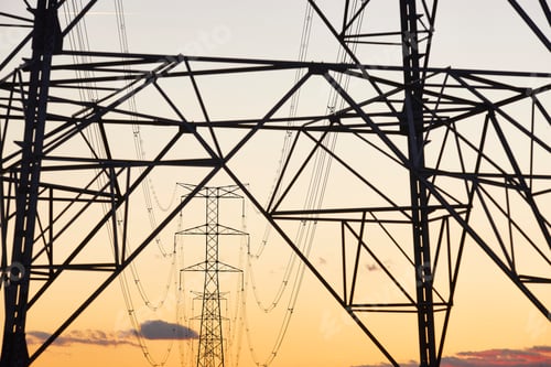 Preview: Power line tower. Energy industry. Industrial electricity distribution. Renewable production