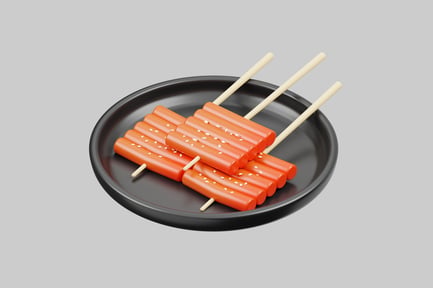 Preview: Sausage skewers on black plate