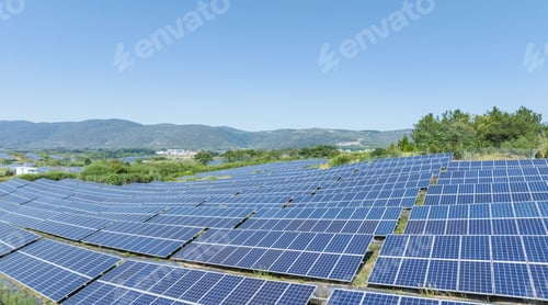 Preview: hillside solar photovoltaic panels panorama
