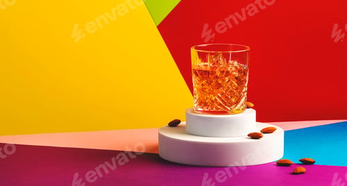 Preview: French connection alcoholic cocktail with cognac and amaretto liqueur. Modern style still life