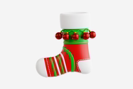 Preview: 3D Christmas Stocking with Red Ornaments