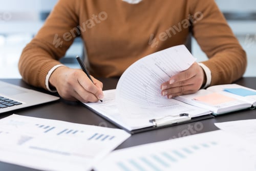 Preview: Person signing business contract or filling important document form
