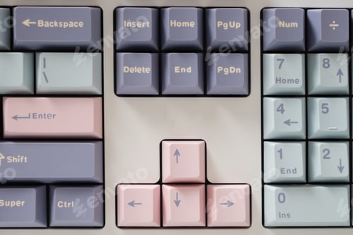 Preview: Modern mechanical keyboard. Minimal style and design keyboard. Custom build keyboard.