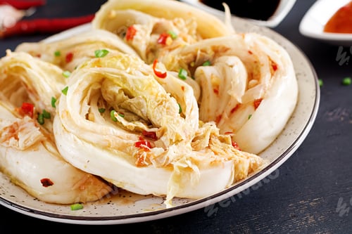 Preview: Chinese cabbage. Kimchi cabbage. Korean traditional food. Fermented food. Vegetarian food concept.