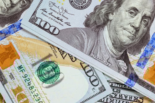 Preview: Close up of front side one hundred paper dollars bill United States of America Banknotes