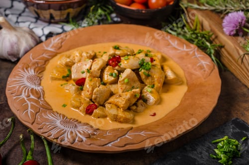 Vista previa: Pollo al curry con hierbas
