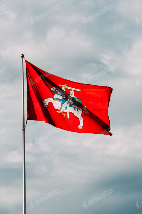 Preview: Coat Of Arms Of Lithuania On The State (Historical) Flag Of Lith