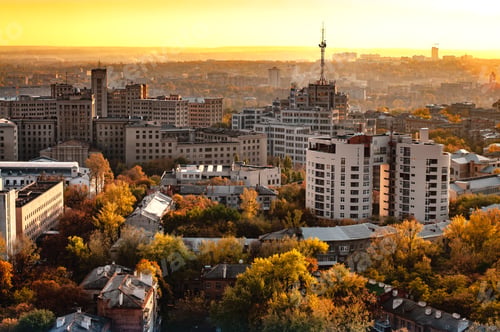 Preview: Aerial view of a city with high-rise buildings