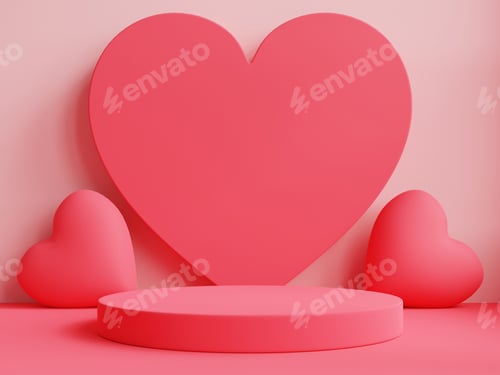 Preview: Valentines day empty podium for product presentation.