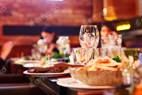 Preview: Served table with tasty food in restaurant