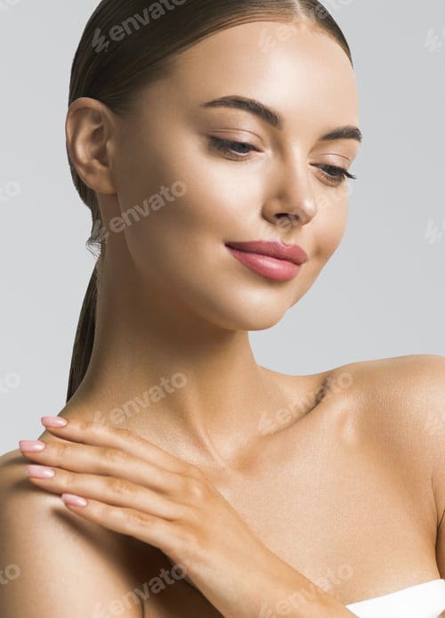 Preview: Natural beauty fresh clean skin woman portrait