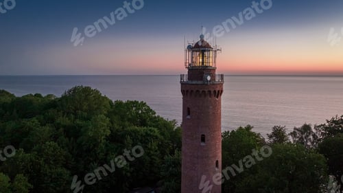 Preview: Aerial view of Lighthouse by Baltic Sea.