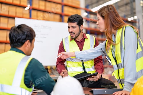 Preview: Group of worker in the warehouse factory
