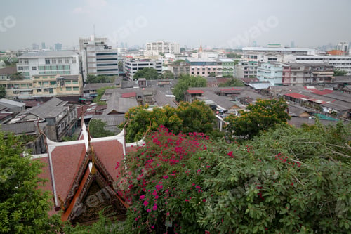 Preview: The view of Bangkok city during daylight from Golden mountain temple top.