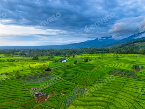 Preview: Beautiful morning view indonesia panorama landscape