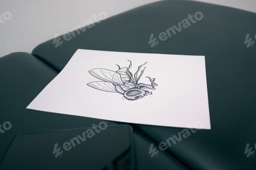 Preview: Detailed Drawing of a Fly on White Paper