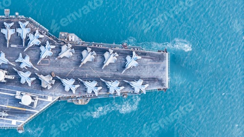Preview: Nuclear war ship, Navy ship, Military navy. nuclear carrier running in the ocean.