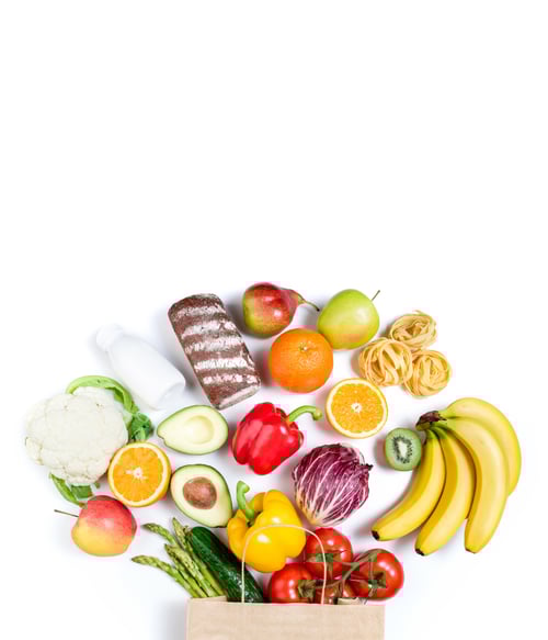 Preview: Shopping food supermarket concept. Healthy food background. Vegetarian healthy food