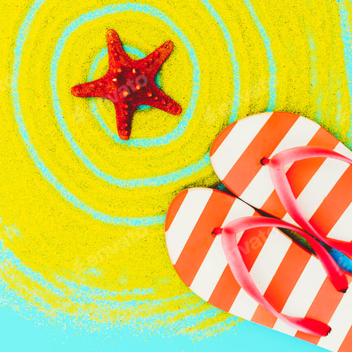 Preview: Sea style. Starfish and flip-flop Minimal