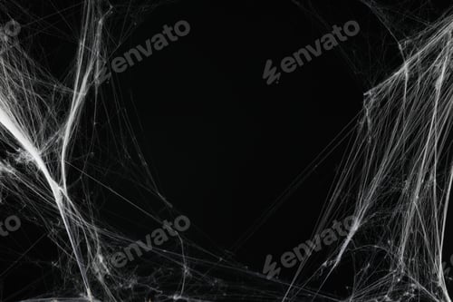 Preview: Creepy white spider web on black background