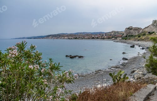 Preview: Aerial view of Bova Marina Town, a Mediterranean beach of Ionian Sea - Bova Marina, Calabria, Italy