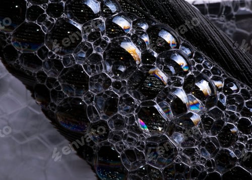 Preview: Grayscale of soap bubbles isolated on dark background