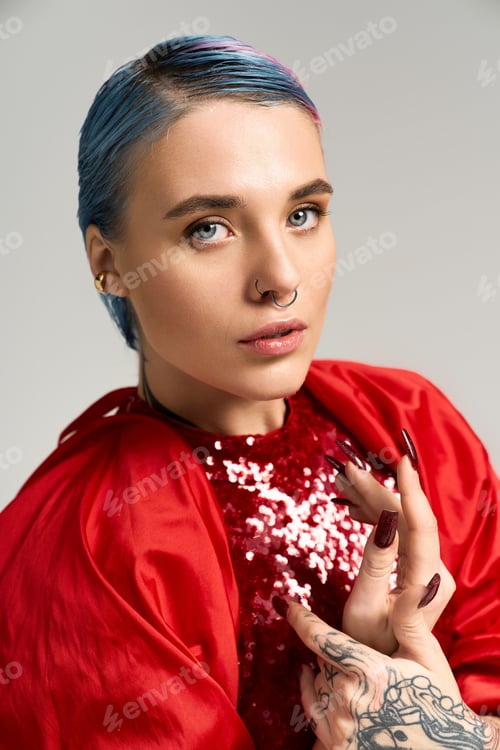 Preview: Festive winter elegance shines through a young womans vibrant style and festive attire