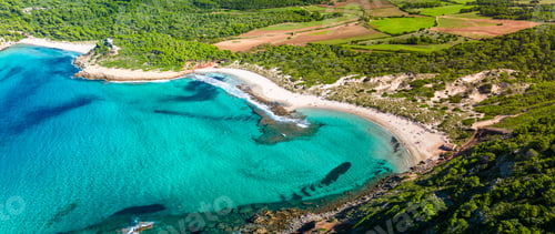 Preview: Aerial drone view of Menorca beach at cala de Algariens, Spain