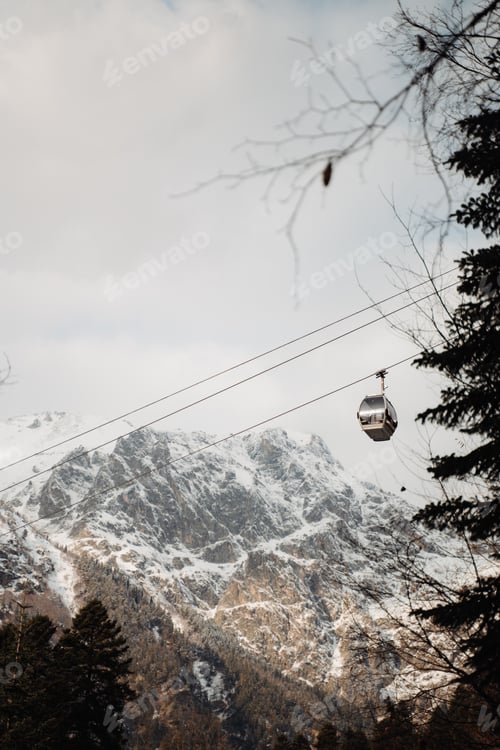 Preview: Cable car in Dombay Caucasus Mountains