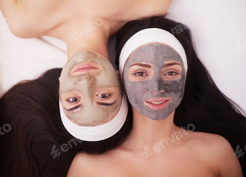 Preview: Use of a face mask to the face two young women in a beauty salon