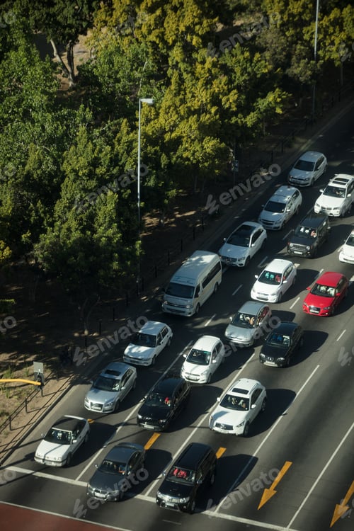 Preview: High angle view of cars on road